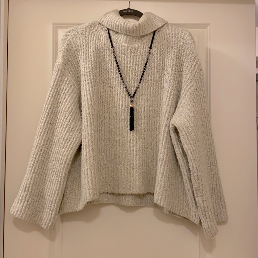 Grey Cream Turtle Neck Sweater